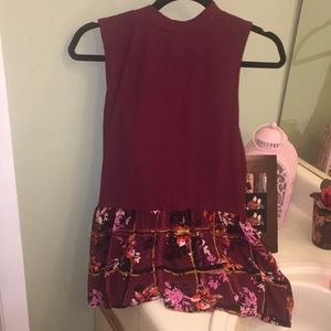 Burgundy floral high neck top